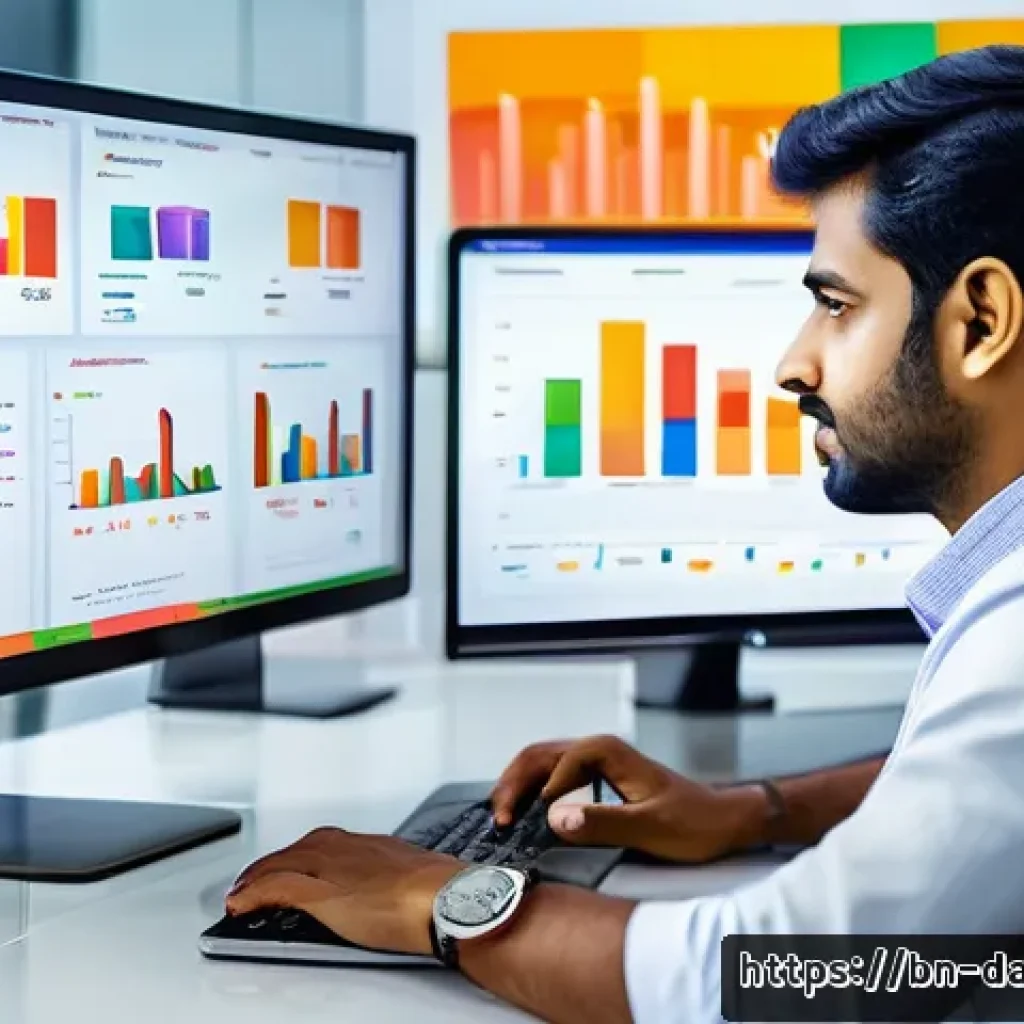 고객 데이터 수집 방법론 - A detailed digital marketing control room scene showing a Bengali business analyst working on dual m...