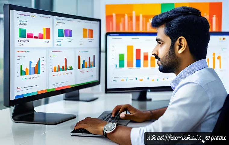 고객 데이터 수집 방법론 - A detailed digital marketing control room scene showing a Bengali business analyst working on dual m...
