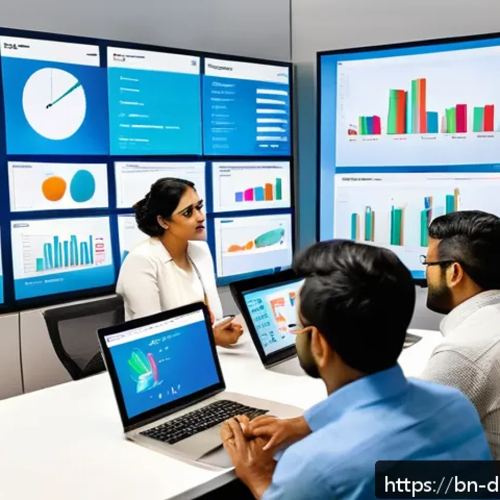 고객 데이터 분석을 통한 경쟁력 강화 - A modern office scene showing a diverse team of Bengali professionals analyzing customer behavior da...