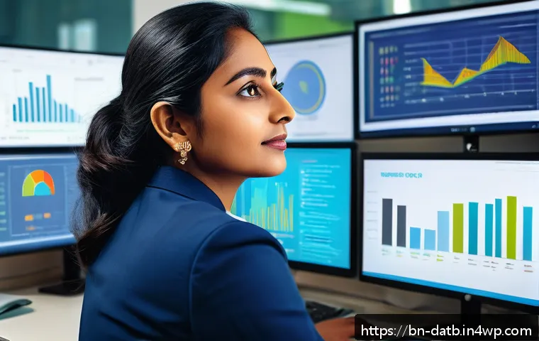 고객 데이터 분석에 있어 주요 장애물 - A professional Bengali data analyst working in a modern office environment, surrounded by multiple c...